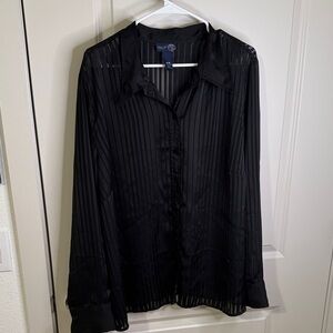 Elegant Black Sheer Men's Button Down Shirt